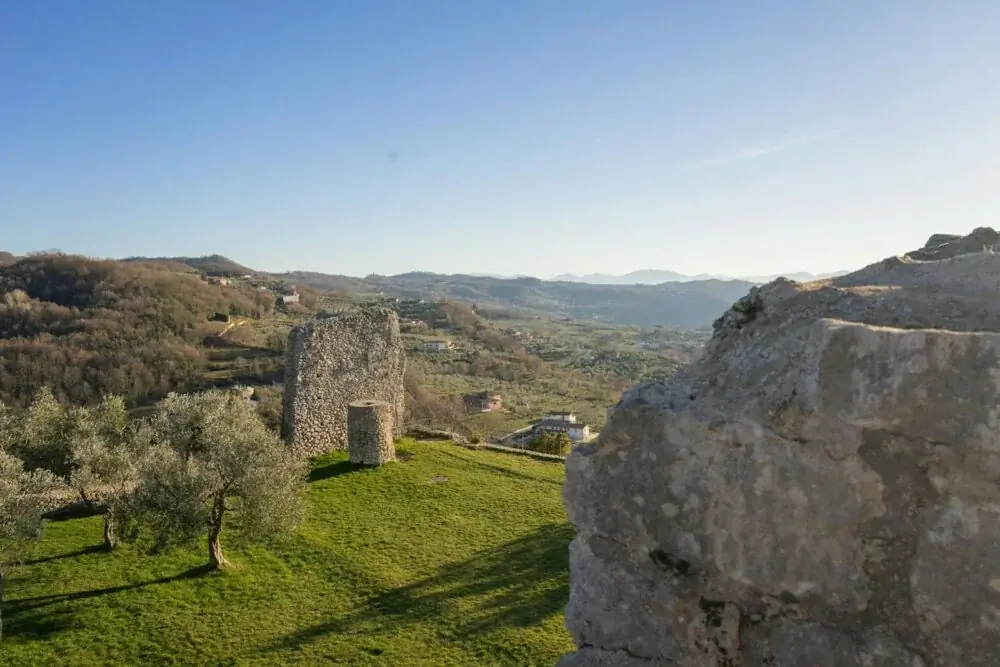 a view of a field with a castle in the distance