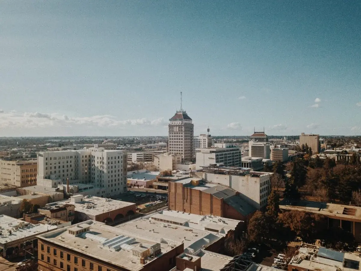 birds eye view of skyscrapers